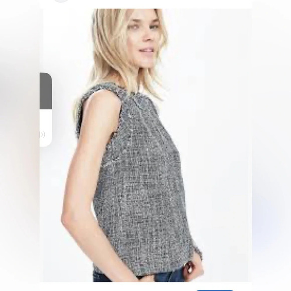 Banana Republic Tweed sleeveless top Navy blue & white Boho academia size small - Picture 3 of 12